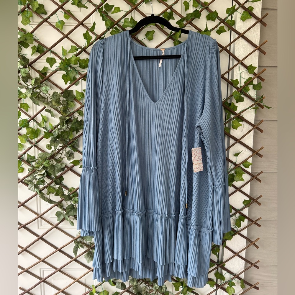 Free People Light Blue Pleated Dress
